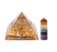 KULIA® Pirámide de chakras de reiki para meditación Curación Pirámide de cristal de aventurina amarilla Piedras de chakras Accesorios decorativos de feng shui Pirámides de piedras preciosas Amuleto