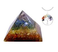 KULIA® Pirámide de cristal de 7 chakras piedra natural tallada a mano pirámide de Reiki adorno de cristal de energía positiva estatua de estatua de cristal para equilibrar los chakras decoración