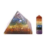 KULIA® Pirámide de cristal de 7 chakras piedra natural tallada a mano pirámide de Reiki puntas de cristal adorno decorativo estatua de estatua de cristal para equilibrar los chakras decoración