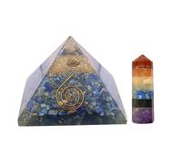 KULIA® Pirámide de cristal de chakraFeng Shui Lapislázuli Piedra Mini adornos Estatua religiosa Decoración de mesa Torre de cristal Adornos espirituales Pirámide para yoga Decoración espiritual