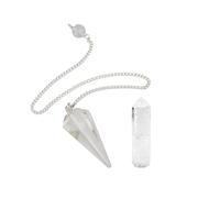 KULIA® Reiki Pendulum Gemstone Points Lucky Charm Crystal Tower Home Office Décor Piedra de cuarzo transparente Péndulo de chakra tallado a mano Piedra pulida Feng Shui Reiki Péndulo Regalos