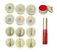 KULIA® Round Crystal Bindi Tattoos Stickers Multicolor Women Bindi Forehead Tikka Mix Bindi 12 Pcs Handicrafted Sindoor Kumkum Box Ethnic Bindi Bollywood Party Mix Size Crystal Stone Face Gems