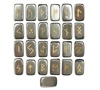 KULIA Set de 25 Piedras Rúnicas Pirita Dorada Natural para Principiantes Equilibrio de Chakras y Feng Shui Kit de Reiki y Decoración Religiosa Alfabeto Rúnico Artesanal Amuleto de la Suerte
