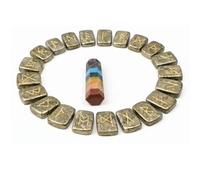 KULIA® Set de 25 runas de pirita dorada con símbolos alfabeto punto chakra