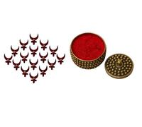 KULIA® Set de 6 paquetes de Bindis Chand con polvo de Sindoor (con estuche) | Tatuajes temporales para la frente | Gemas faciales para mujer | Bindi nupcial | Regalos para mujeres en Karwa Chauth