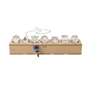 KULIA® Set de caja de 7 piedras de cuarzo transparente talladas a mano con geometría sagrada caja de madera con péndulo de cristal torre de Reiki 7 piedras de cuarzo transparente regalo de Navidad.