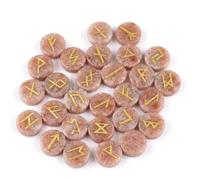 KULIA®Set de runas de cristal de piedra solar 25 piezas (alfabeto Elder Futhark) Piedras talladas a mano con símbolos para Feng Shui y Reiki Para principiantes y equilibrio de chakras