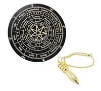 KULIA® Set profesional de radiestesia : péndulo de latón y tablero de madera grabado para guía espiritual. Tablero de madera negra con diseño de estrella decoración Wicca y rituales espirituales.