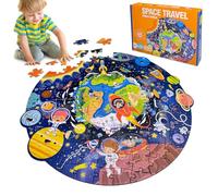 Kulveanju Puzzle Niños 3 4 5 6 Años, 128 Piezas, Viajes Espaciales Rompecabezas, Educativos Circular Puzzle Infantil Cumpleaños Regalos para Niñas, 44x45 cm