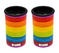 KUM AZ3790016 - Sacapuntas con contenedor, Rainbow, 2 sacapuntas para lápices gruesos y finos, 8 y 11 mm