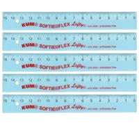 KUM - Regla de 15 cm para zurdos, azul, paquete de 5 | Material escolar flexible para medir, dibujar y trabajar con precisión