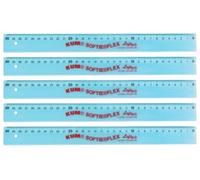 KUM - Regla de 30 cm para zurdos, azul, paquete de 5 | Material escolar flexible para medir, dibujar y trabajar con precisión