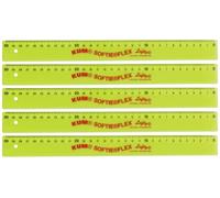 KUM - Regla de 30 cm para zurdos, verde, paquete de 5 | Material escolar flexible para medir, dibujar y trabajar con precisión