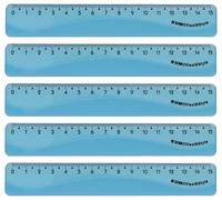 KUM - Regla Flexi Style de 15 cm, azul, paquete de 5 | Material escolar flexible para medir, dibujar y trabajar con precisión