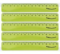 KUM - Regla Flexi Style de 15 cm, verde, paquete de 5 | Material escolar flexible para medir, dibujar y trabajar con precisión