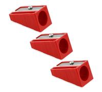 KUM - Sacapuntas especial 100-70 para lápices de hasta 17 mm, rojo | Paquete de 3,Sacapuntas para lápices gruesos, ideal para lápices de colores, lápices de cera y materiales de manualidades