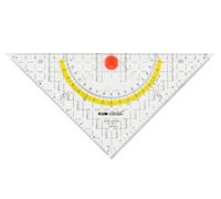 KUM - Triángulo de geometría y compás de 16 cm, paquete de 3 | Transparente, Material escolar para medir, dibujar y trazar en clase de matemáticas
