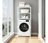 kumamart 3-Tier Adjustable Height Shelving Unit, Heavy Duty Metal Storage Shelves |Multi-Purpose Rack For Laundry Room, Kitchen - Sturdy For Washer Dryer Organization(White)