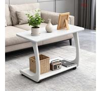 kumamart C Shaped Side Table For Sofa with Wheels - Solid Wood Rolling Side, Multi-Functional TV Tray End For Living Room, Easy Assembly Compact(C)