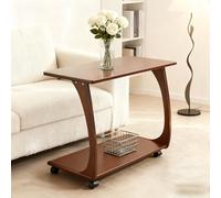 kumamart C Table with Wheels - Solid Wood Rolling Side For Couch Sofa, Multi-Functional TV Tray Snack For Living Room, Easy Assembly No Tools Needed(E)