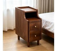 kumamart Cómoda de Almacenamiento compacta de Madera Natural for Dormitorio | Compartimento de almacenamiento doble, muesca eléctrica trasera, guía de rodillos silenciosa(Walnut color,30*40*50cm)