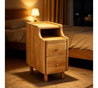 kumamart Cómoda pequeña de Almacenamiento de Madera Premium for Dormitorio | Compartimento de almacenamiento doble, muesca eléctrica trasera, guía de rodillos silenciosa(Natural wood color,30*40*50cm)