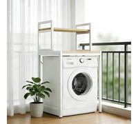 kumamart Elegant Over Laundry Storage Shelf, 2-Tier Over The Washer Storage Shelf with Durable Construction, Multipurpose Washing Machine Shelf for Home Organization, Black & White Options(White)