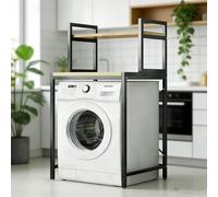 kumamart Elegant Over Laundry Storage Shelf, 2-Tier Over The Washer Storage Shelf with Durable Construction, Multipurpose Washing Machine Shelf for Home Organization, Black & White Options(Black)