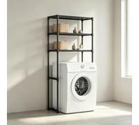 kumamart Estantería sobre Lavadora, Mueble Ahorro Espacio 3 Baldas Lavadero | Estantería sobre lavadora de 3 niveles con tubos de 16mm antioxidantes, fondo de 30cm y 154cm de alt(Black)