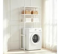 kumamart Estantería sobre Lavadora, Mueble Organizador 3 Niveles Lavandería | Estantería sobre lavadora de 3 niveles con tubos de 16mm antioxidantes, fondo de 30cm y 154cm de alt(White)