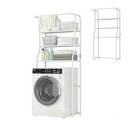 kumamart Expandable Over The Toilet Shelf with Above Toilet Storage, Use as Over The Toilet Organizer or as Practical Over Washer and Dryer Shelves in Any Room (Black/White)(White)