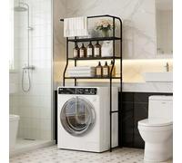 kumamart Heavy-Duty Over The Toilet Shelf, Perfect as Over The Toilet Organizer and Sturdy Over Washer and Dryer Shelves for Bathroom and Laundry Room (Black/White)(Black)