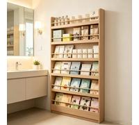 kumamart Librería 6 Baldas de Madera Maciza, Estantería Flotante para Salón | Librería alta de 6 niveles en para cuentos infantiles, dormitorio y salón.(67.72*27.56*3.94in)