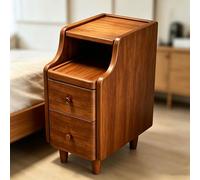 kumamart Mesita de Noche compacta con cajones Almacenamiento, Mesa Auxiliar Madera Estante Abierto, mesita for el hogar, Soporte Resistente, Muebles Interiores multifuncionales(Walnut,9.84in)