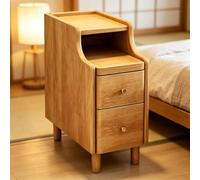 kumamart Mesita de Noche pequeña de Madera Maciza for Dormitorio | Compartimento de almacenamiento doble, muesca eléctrica trasera, guía de rodillos silenciosa(Natural wood color,20*40*50cm)