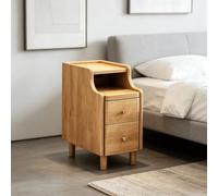 kumamart Mesita de Noche pequeña de Madera seleccionada for Dormitorio | Compartimento de almacenamiento doble, muesca eléctrica trasera, guía de rodillos silenciosa(Natural wood color,30*40*50cm)