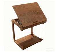 kumamart Mid Century Modern Table with 360° Rotating Wheels, C Shaped Side Table & Adjustable Walnut Coffee Desk, Multi-Functional C Desk End Tables for Office, Couch, Reading Nook(15.7"x15.7"x25.6")