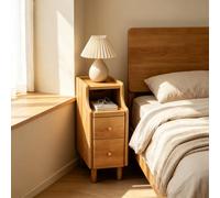 kumamart Minimalist Solid Wood Gap Nightstand Bedroom Narrow Storage Table