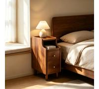 kumamart Minimalist Solid Wood Gap Nightstand Bedroom Narrow Storage Table