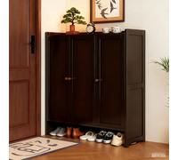 kumamart Narrow Shoe Cabinet with Doors - Adjustable Shelves Storage Rack For Entryway, Hallway & Living Room | Space-Saving Shoes Organizer (Black)(Three,94)