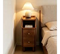 kumamart Narrow Side Table Gap Nightstand Solid Wood Bedroom Storage Shelf