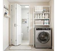 kumamart Over The Toilet Shelf and Above Toilet Storage, Multi-Functional Over The Toilet Organizer for Laundry Room and Bathroom, Sturdy Over Washer and Dryer Shelves (Black/White)(White)