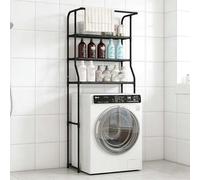 kumamart Over The Toilet Shelf and Above Toilet Storage, Multi-Functional Over The Toilet Organizer for Laundry Room and Bathroom, Sturdy Over Washer and Dryer Shelves (Black/White)(Black)