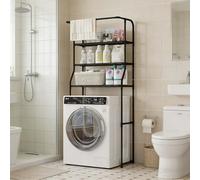 kumamart Over The Toilet Shelf, Multi-Use Above Toilet Storage Shelf for Bathroom & Laundry Room, Over Washer and Dryer Shelves for Home Bathroom & Laundry Closet (Black/White)(Black)