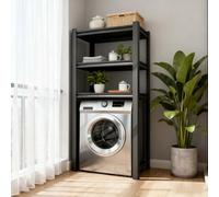 kumamart Over Washer and Dryer Shelf，Heavy Metal Storage Shelves and Anti-Tip Laundry Room Organizer, Rust-Proof Shelving For Bathroom, Balcony, Space Saving Racks(Three Floors,L80W40_160CM)