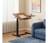kumamart Rolling Overbed Table with Wheels Adjustable Height, Tilting Top & Detachable Side - Mobile Desk For Bed, Sofa, Home Use(Browm)