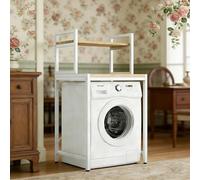 kumamart Space-Saving Washing Machine Shelf, Over Washer Shelf with Open Storage, Heavy-Duty Over Washer and Dryer Storage Rack for Laundry Room, Available in Black and White(White)