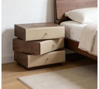 kumamart Su Centro de Almacenamiento Compacto: una Mesa de Noche Moderna con gabinete Giratorio de Madera Maciza y 3 cajones Minimalistas