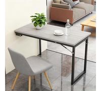 kumamart Wall Mounted Folding Table, Fold Down Desk with Sturdy Wrought Iron Legs - Floating For Small Spaces, Flip-Up Laptop/Dining For Home/Office(C,90 * 60 * 75)
