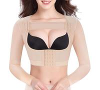 KUMAYES Faja Mujer Formador de Brazo Liposuccion Brazos adelgazantes Mangas de compresión Camiseta Lencería Moldeadora (Beige, Large)
